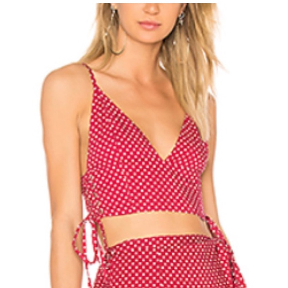 Somedays lovin Polka Dot Tie-Side Crop Top